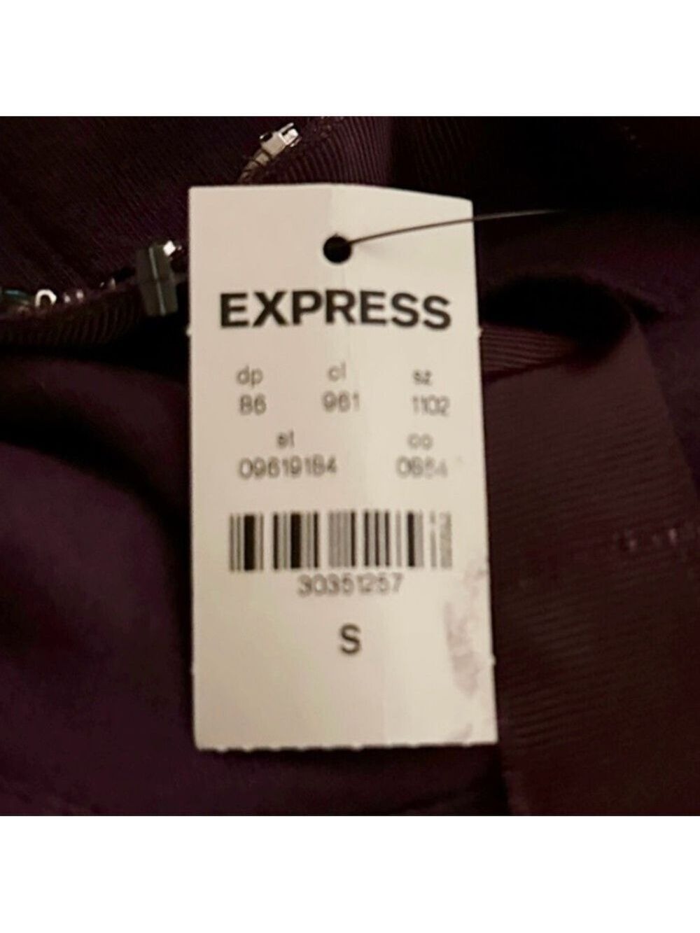 Express Deep Purple Hoodie with Beaded Ribbon Drawstring NWT - Picture 7 of 9